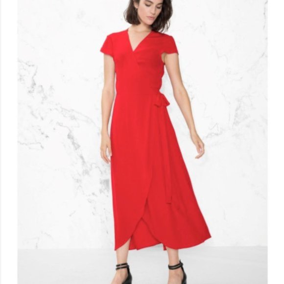 & Other Stories Dresses & Skirts - & Other Stories red wrap midi dress